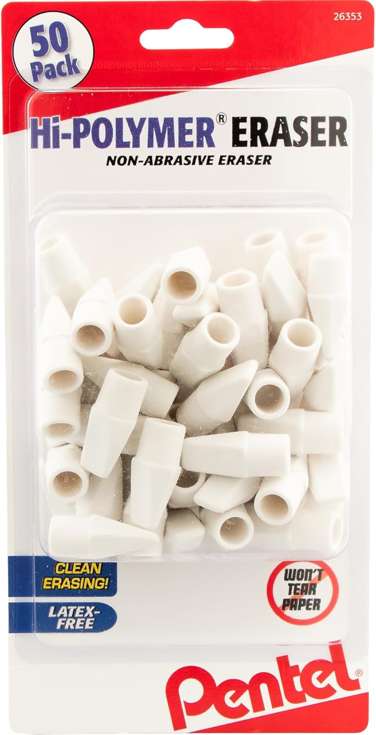 Hi-Polymer Cap Eraser, White, 50/Pack,Rectangular